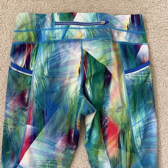 Athleta Leggings Womens Small Blue Green Cropped Colorful Casual Workout Pants - Picture 12 of 12